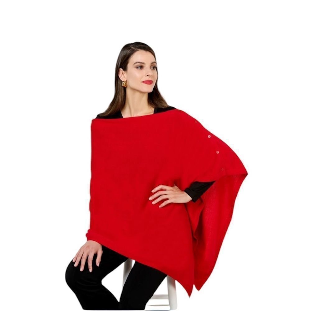 IMAN Soft N' Chic Multi-Wear Sweater Knit Wrap - 779-020 Red NEW poncho